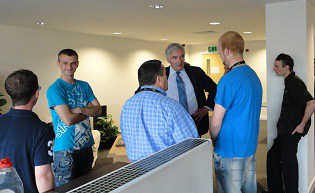 LLord Henley is shown around the accommodation centre at Recycling Lives in Preston